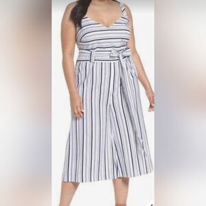 Chelsea 28 blue stiped wide leg jumpsuit size 16